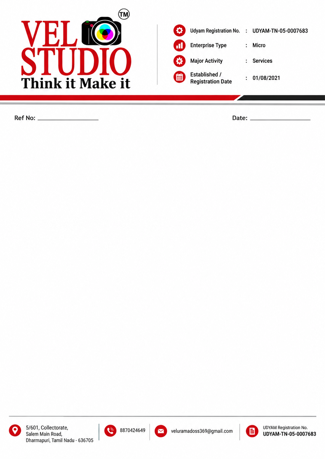 VEL STUDIO Custom Letterhead Printing | Personalized Business Letter Pad | Company Logo, Address